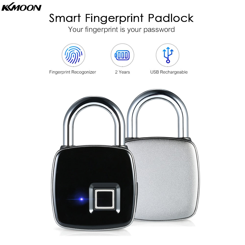 Smart Fingerprint Security Padlock – Rechargeable IP65 Keyless Lock