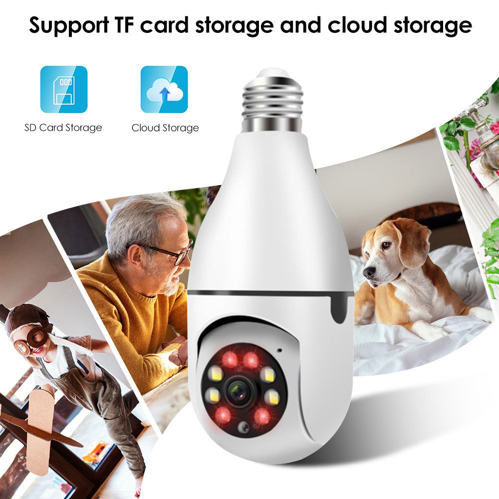 2MP Smart Wi-Fi Bulb Security Camera – Auto Tracking, Night Vision & Pan/Tilt