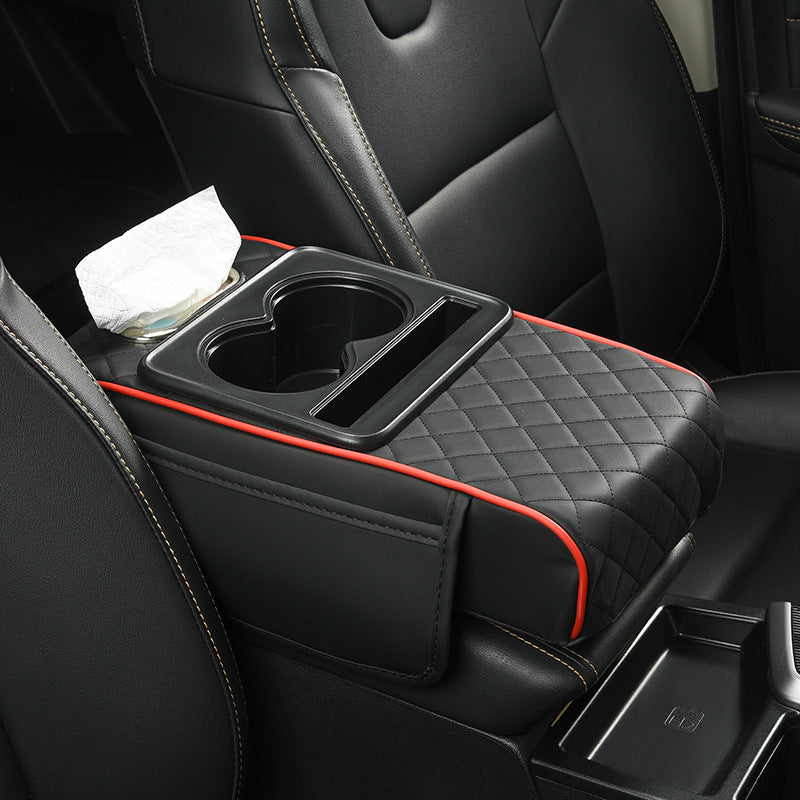 Multi-Functional Car Armrest Riser with Cup Holders, Tissue Holder & Storage