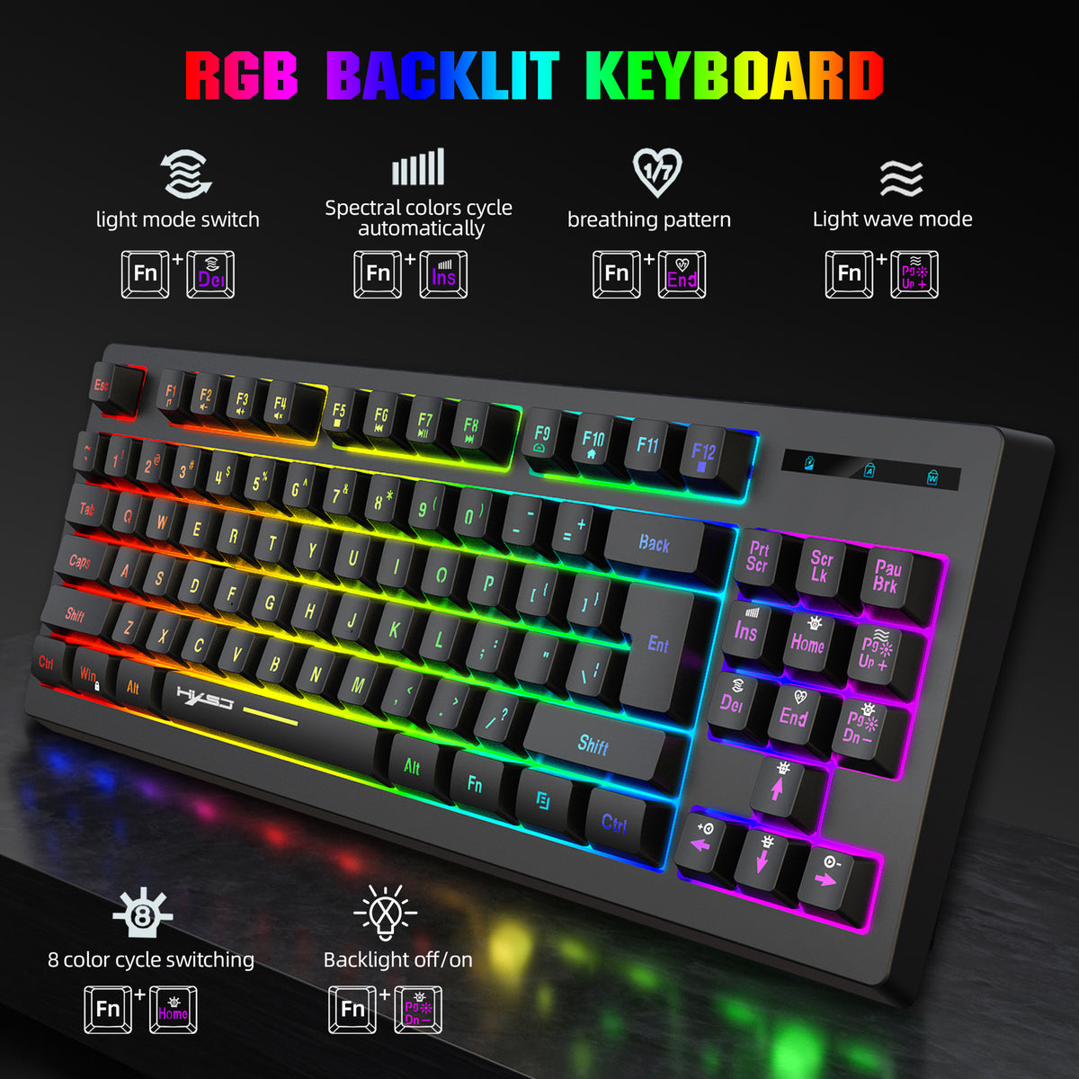 L100 87-Key RGB Wireless Gaming Keyboard – 2.4GHz Rechargeable
