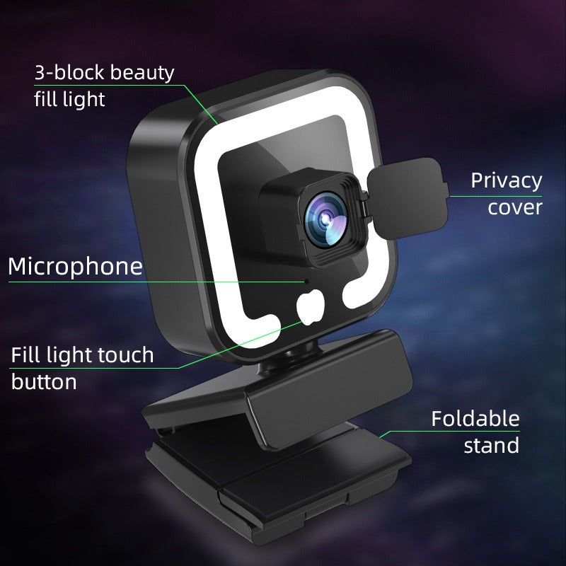 AntLabs HD Autofocus Webcam with Built-In Ring Light & Microphone