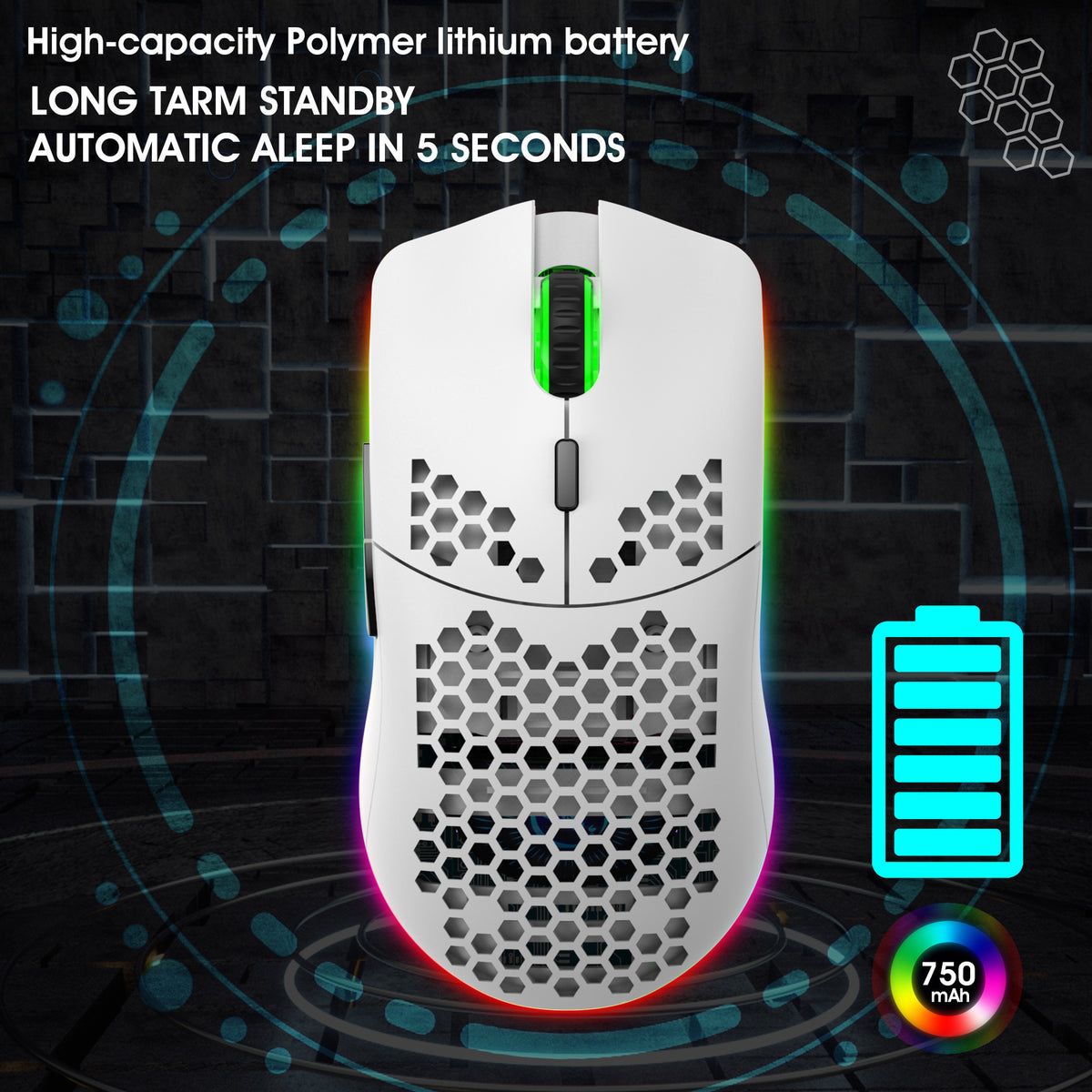 T66 Lightweight RGB Wireless Rechargeable Gaming Mouse