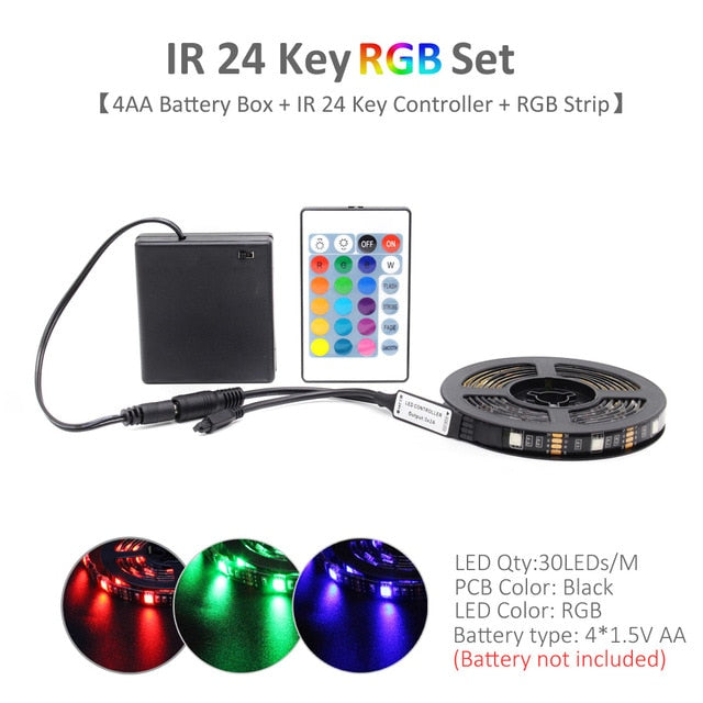 Battery Powered RGB LED Strip Lights with Remote Control