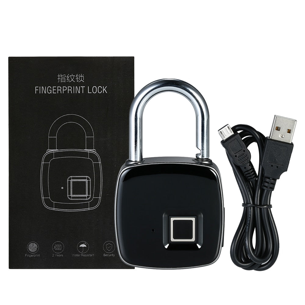 Smart Fingerprint Security Padlock – Rechargeable IP65 Keyless Lock