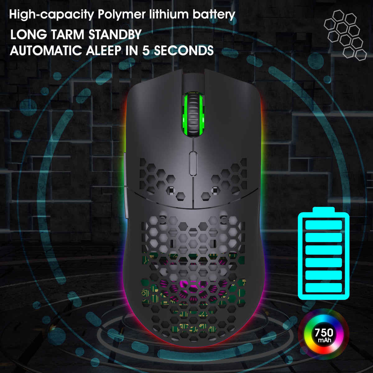 T66 Lightweight RGB Wireless Rechargeable Gaming Mouse
