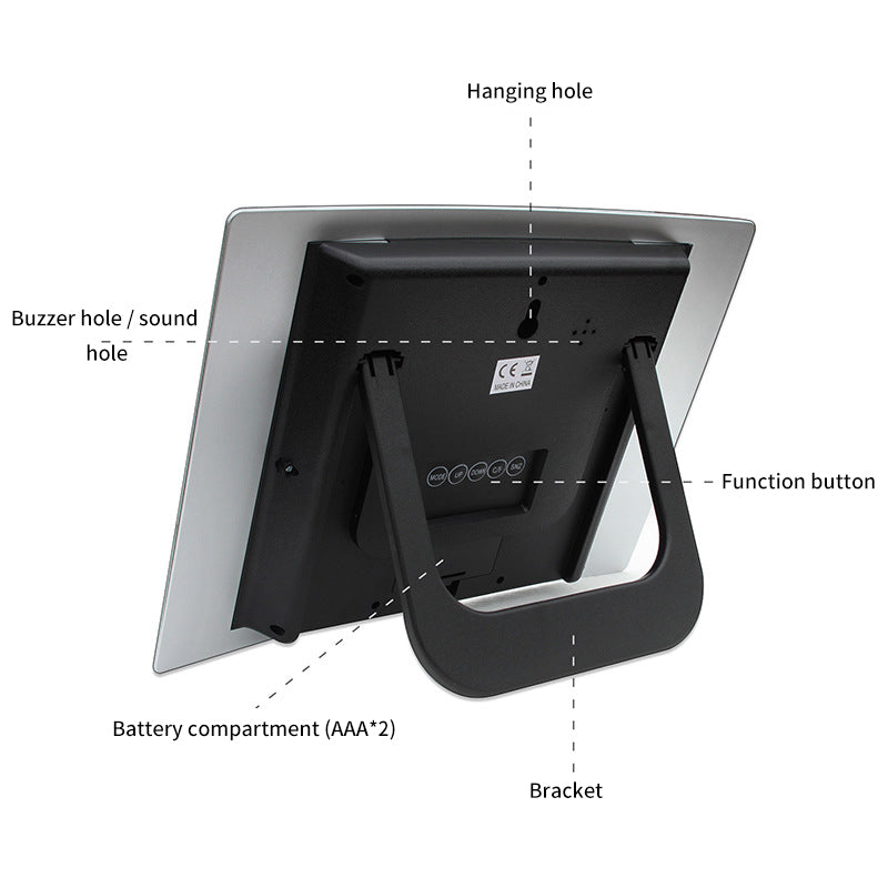 Digital LCD Wall & Desk Clock with Alarm, Calendar & Temperature Display