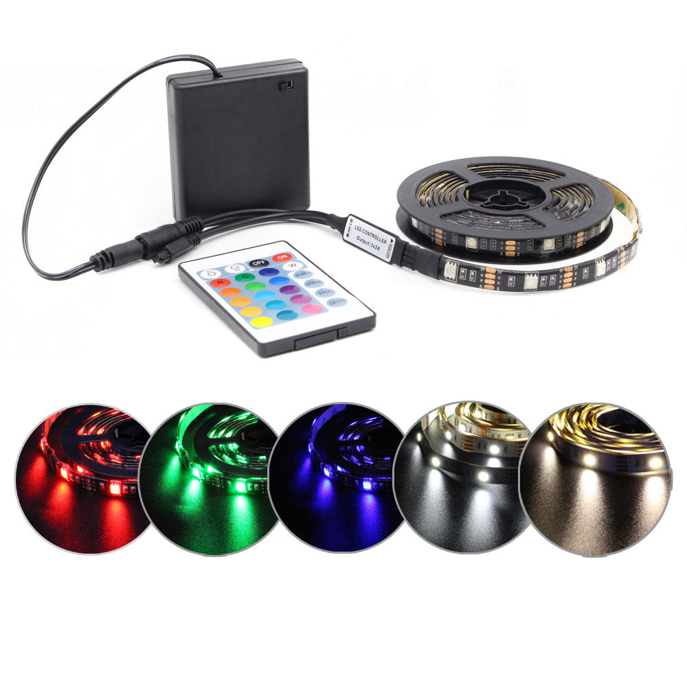 Battery Powered RGB LED Strip Lights with Remote Control