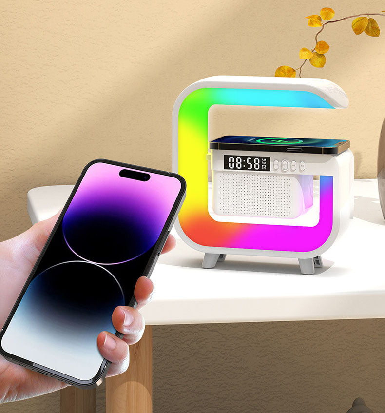 RGB Bluetooth Speaker with Wireless Charging, Alarm Clock & Ambient Light