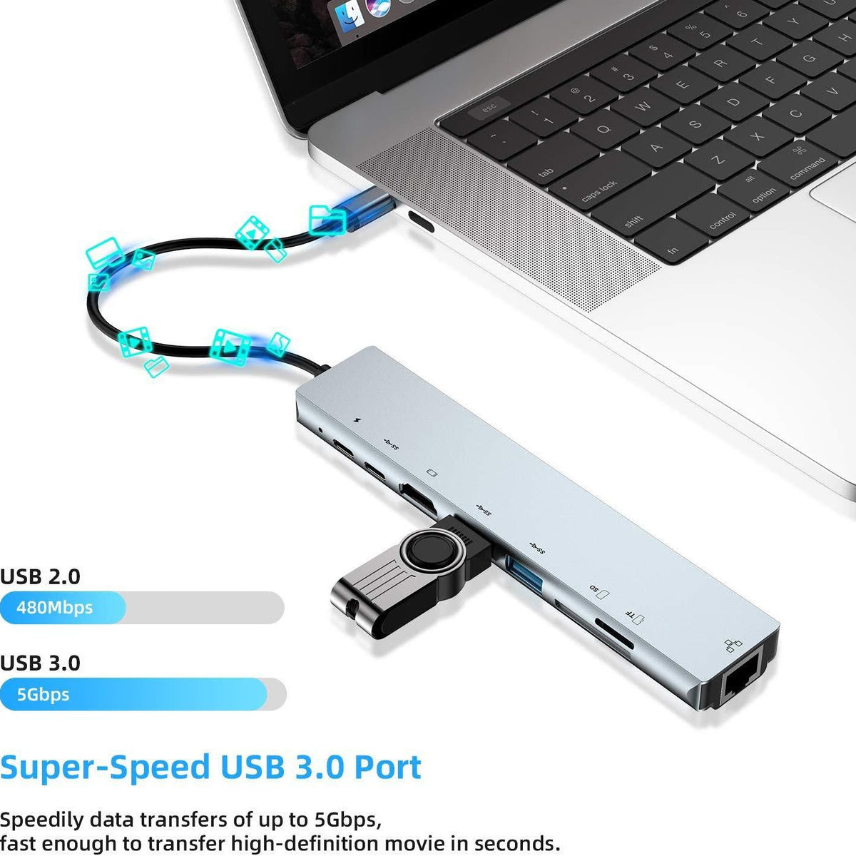 8-in-1 USB-C Multiport Hub with 4K HDMI, Ethernet & PD Charging
