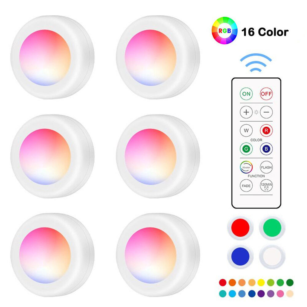 16-Color RGB Touch Puck Lights with Remote Control