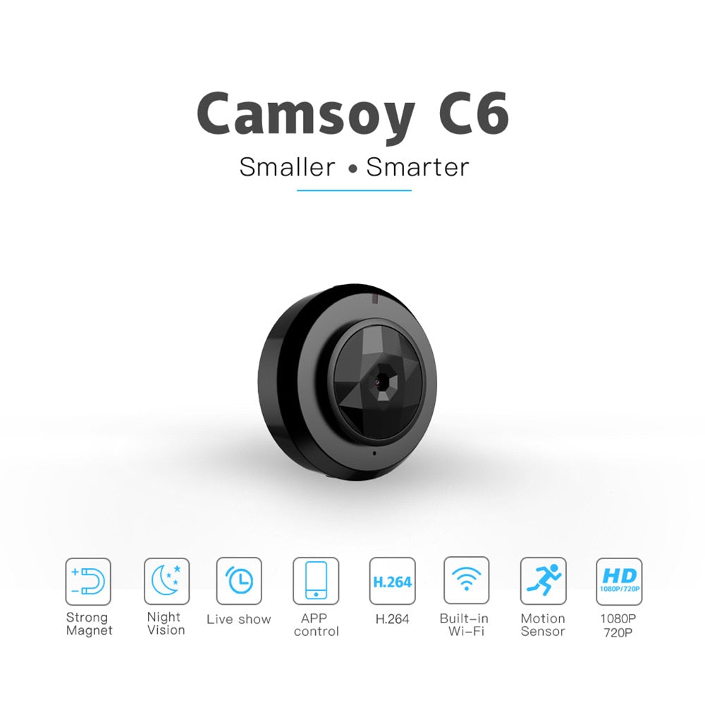 Camsoy C6 Mini WiFi Smart Security Camera – Night Vision & Motion Detection