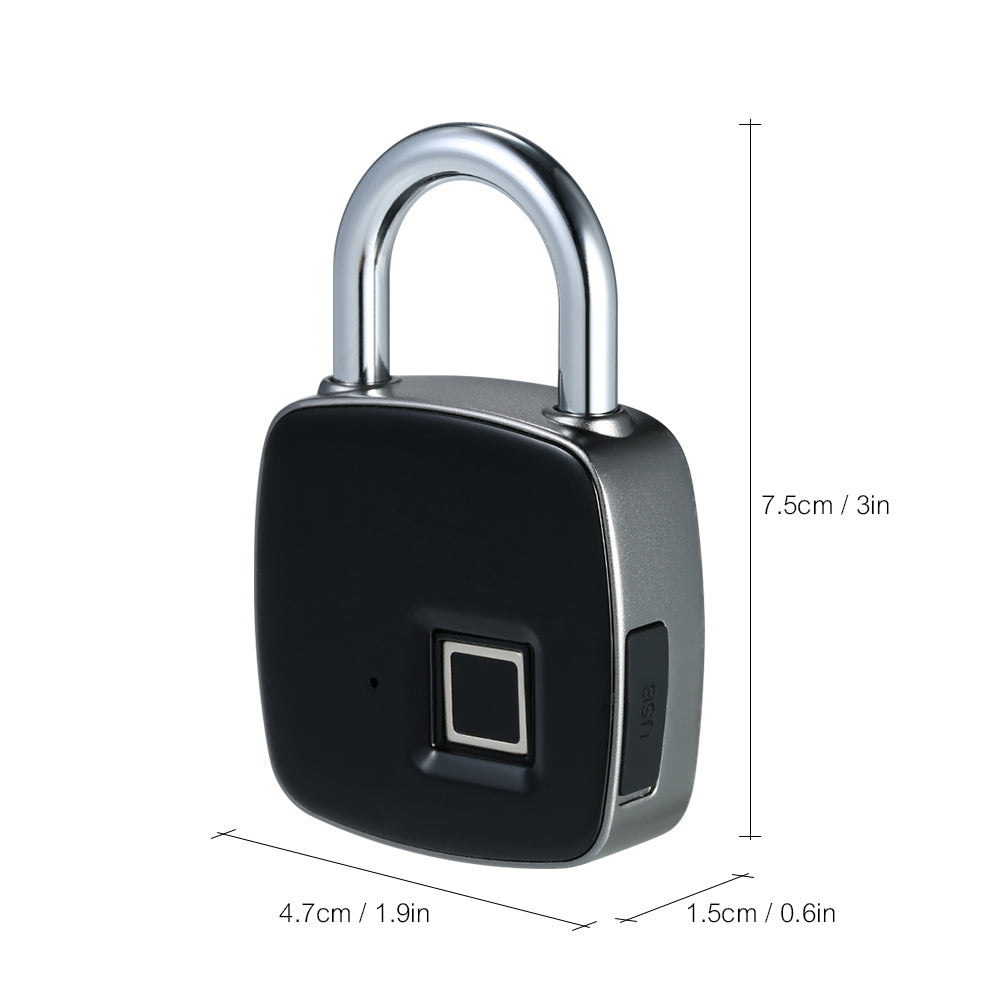 Smart Fingerprint Security Padlock – Rechargeable IP65 Keyless Lock