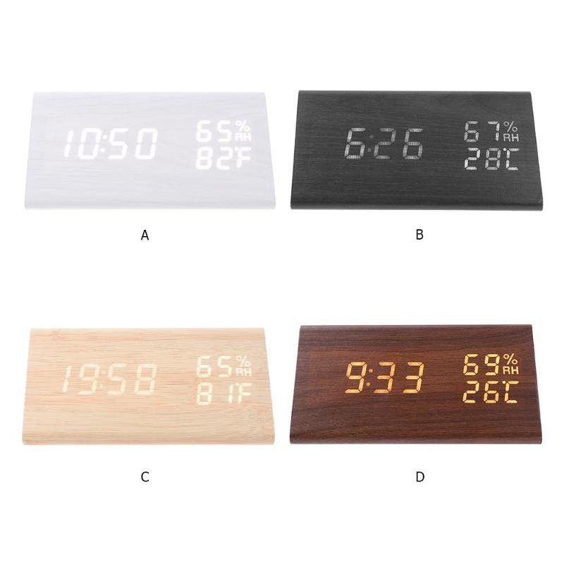 LED Sound-Control Digital Alarm Clock with Temperature & Calendar