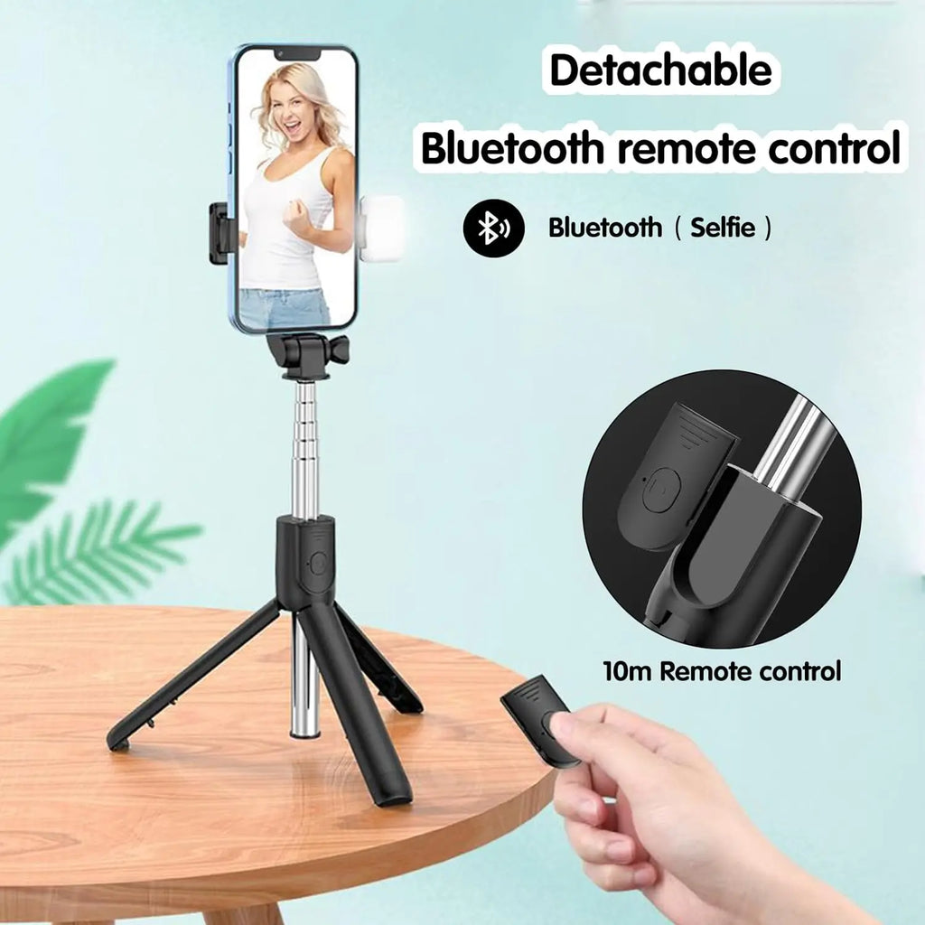 3-in-1 Extendable Selfie Stick Tripod with Wireless Remote & Fill Light