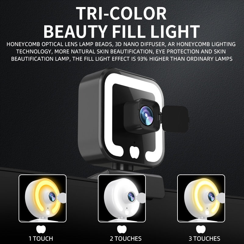 AntLabs HD Autofocus Webcam with Built-In Ring Light & Microphone