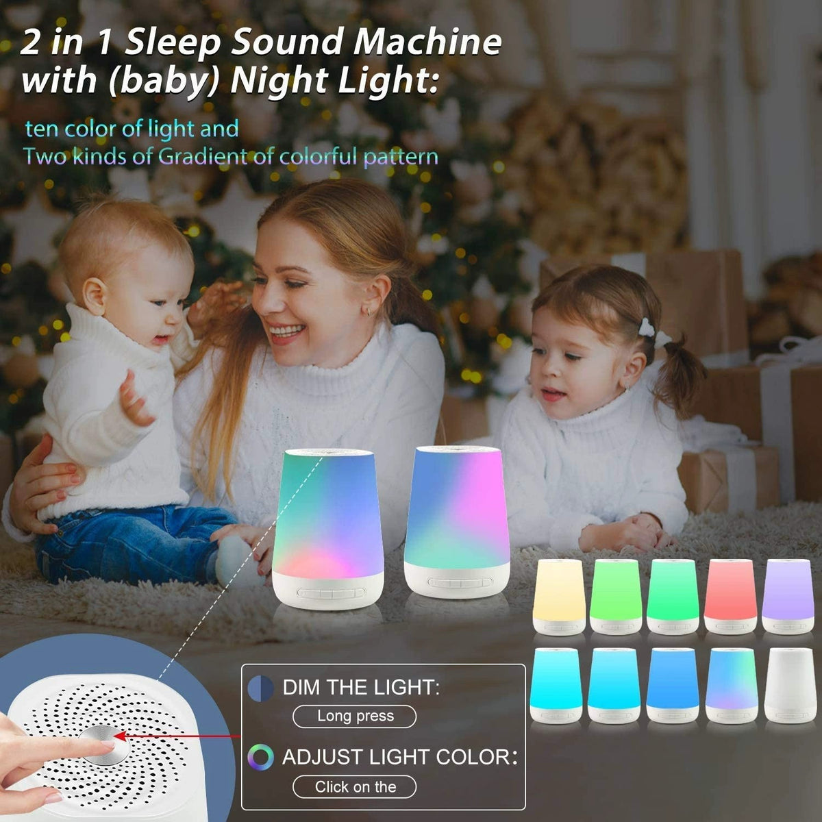 Smart White Noise Sleep Machine & RGB Night Light