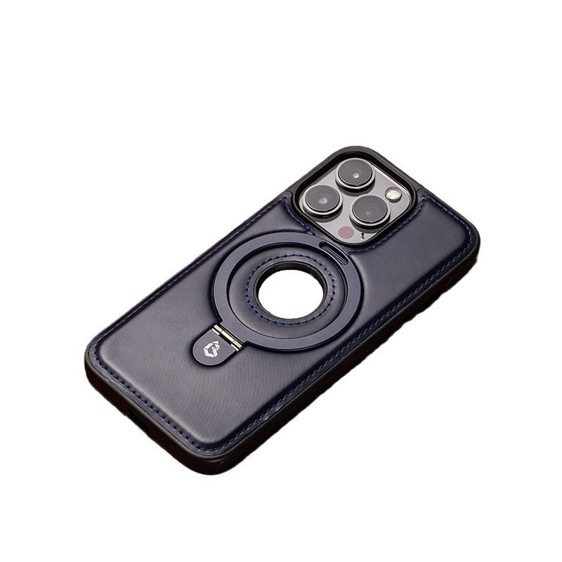 Genuine Leather Magnetic Stand Case for iPhone 12–16 Series