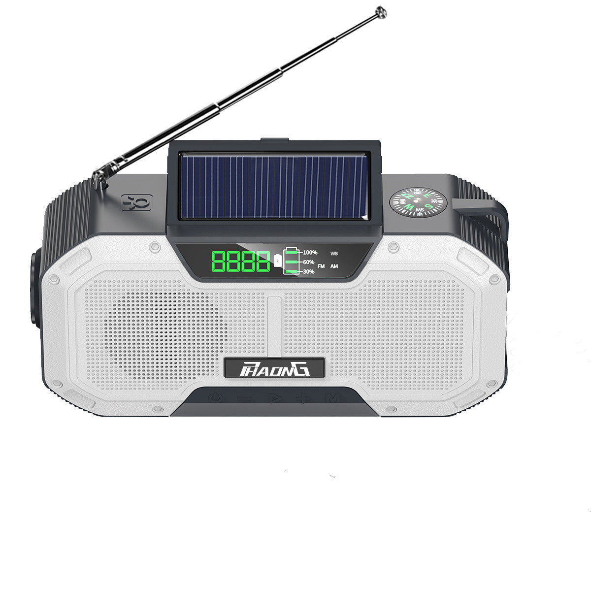 5000mAh Solar Emergency Radio with Bluetooth Speaker, Flashlight & Hand Crank