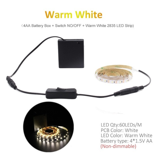 Battery Powered RGB LED Strip Lights with Remote Control