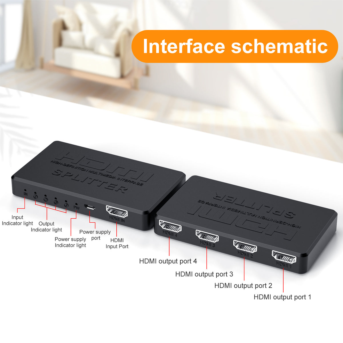 4K HDMI Splitter 1×4 – 1 Input to 4 Displays