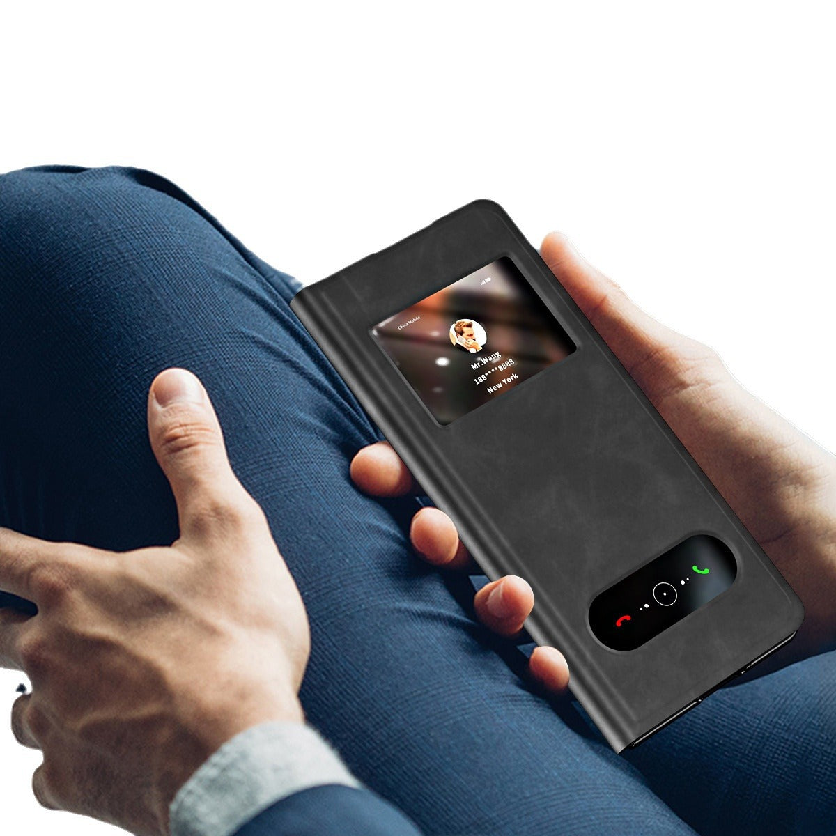 Premium Faux Leather Smart View Case for Samsung Galaxy Z Fold