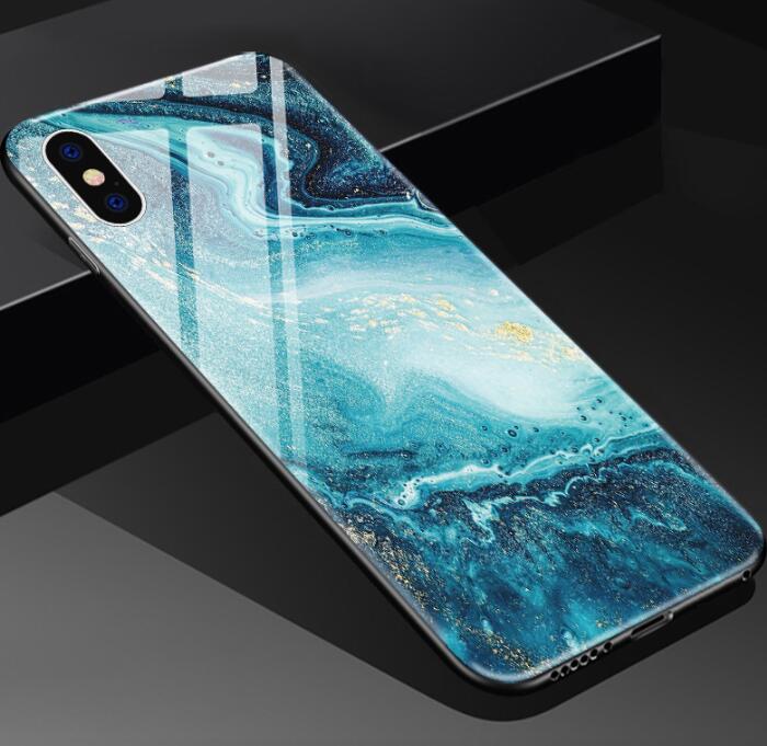 Ocean Marble Tempered Glass iPhone Case