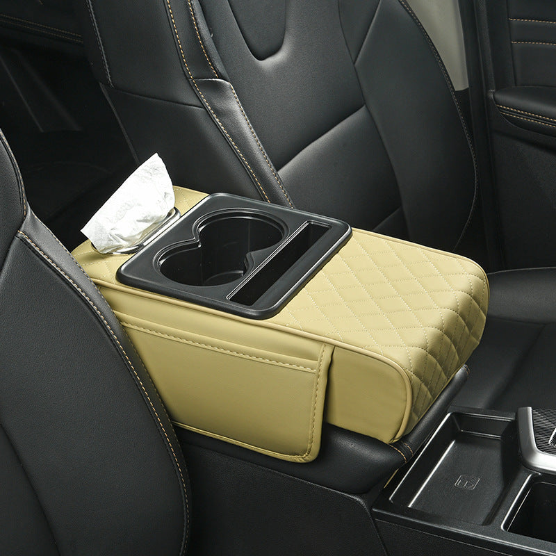 Multi-Functional Car Armrest Riser with Cup Holders, Tissue Holder & Storage