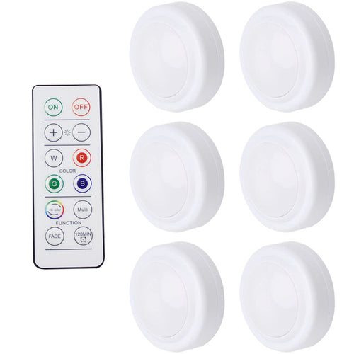 16-Color RGB Touch Puck Lights with Remote Control
