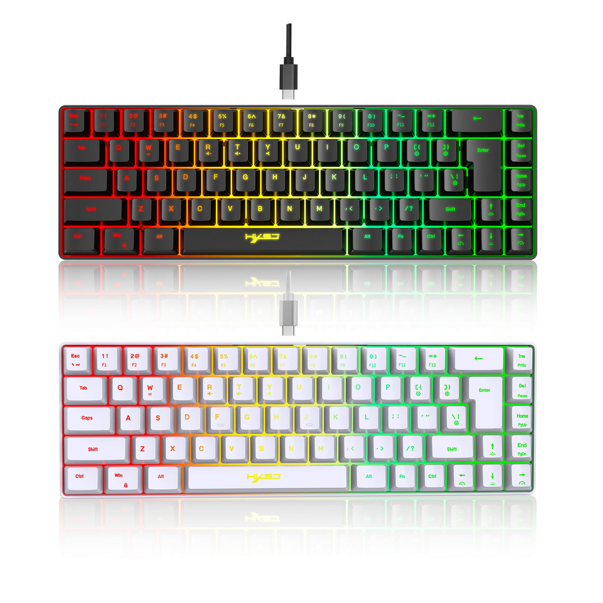 V200 68-Key Compact RGB Gaming Keyboard – Wired USB-C Membrane Keyboard
