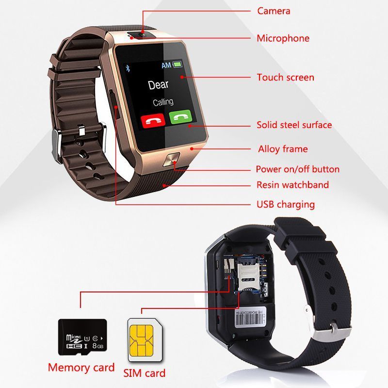 DZ09 Bluetooth Smartwatch with SIM Card, Camera & Fitness Tracking