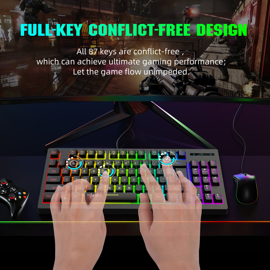 L100 87-Key RGB Wireless Gaming Keyboard – 2.4GHz Rechargeable