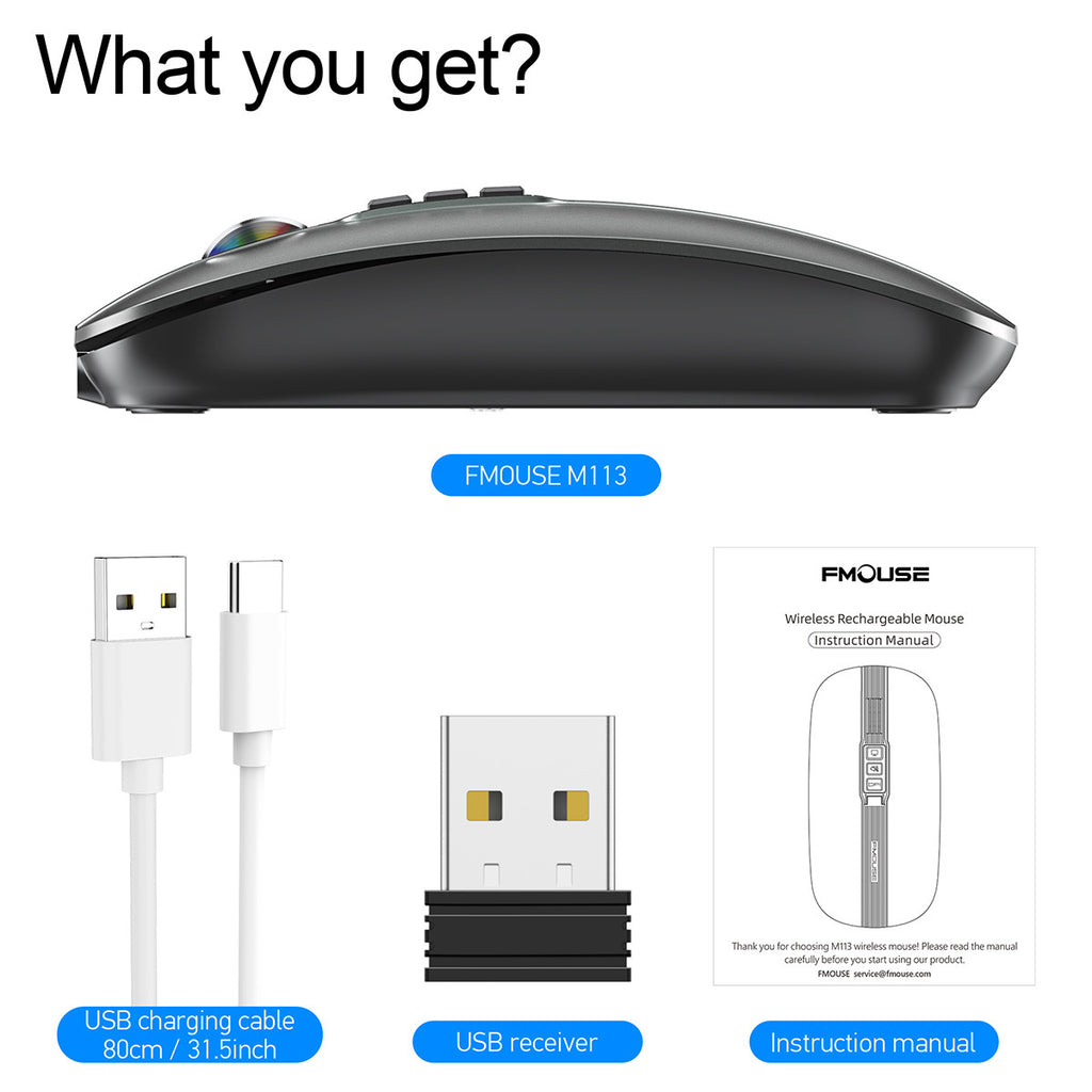 M113 Dual-Mode Wireless Rechargeable Mouse – Bluetooth 5.1 & 2.4GHz