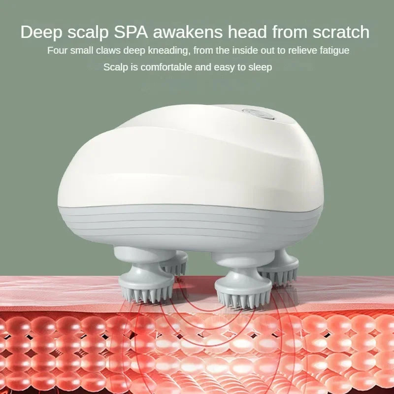 Rechargeable Electric Scalp Massager – 4-Head Deep Kneading Massage