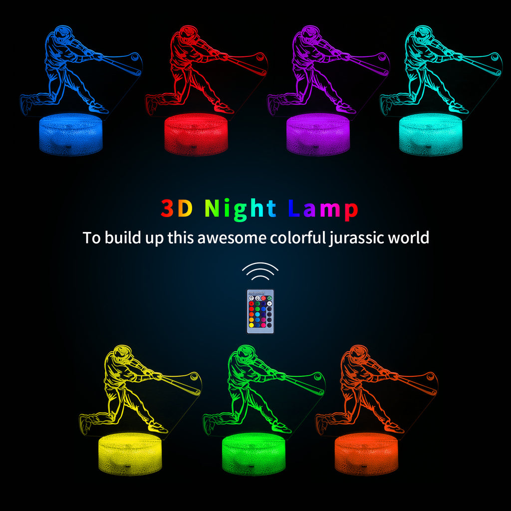 3D Baseball RGB Night Light – 16 Color Touch & Remote Control