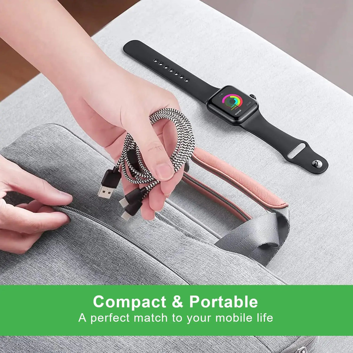 4-in-1 Fast Charging Cable with Wireless Watch Charger