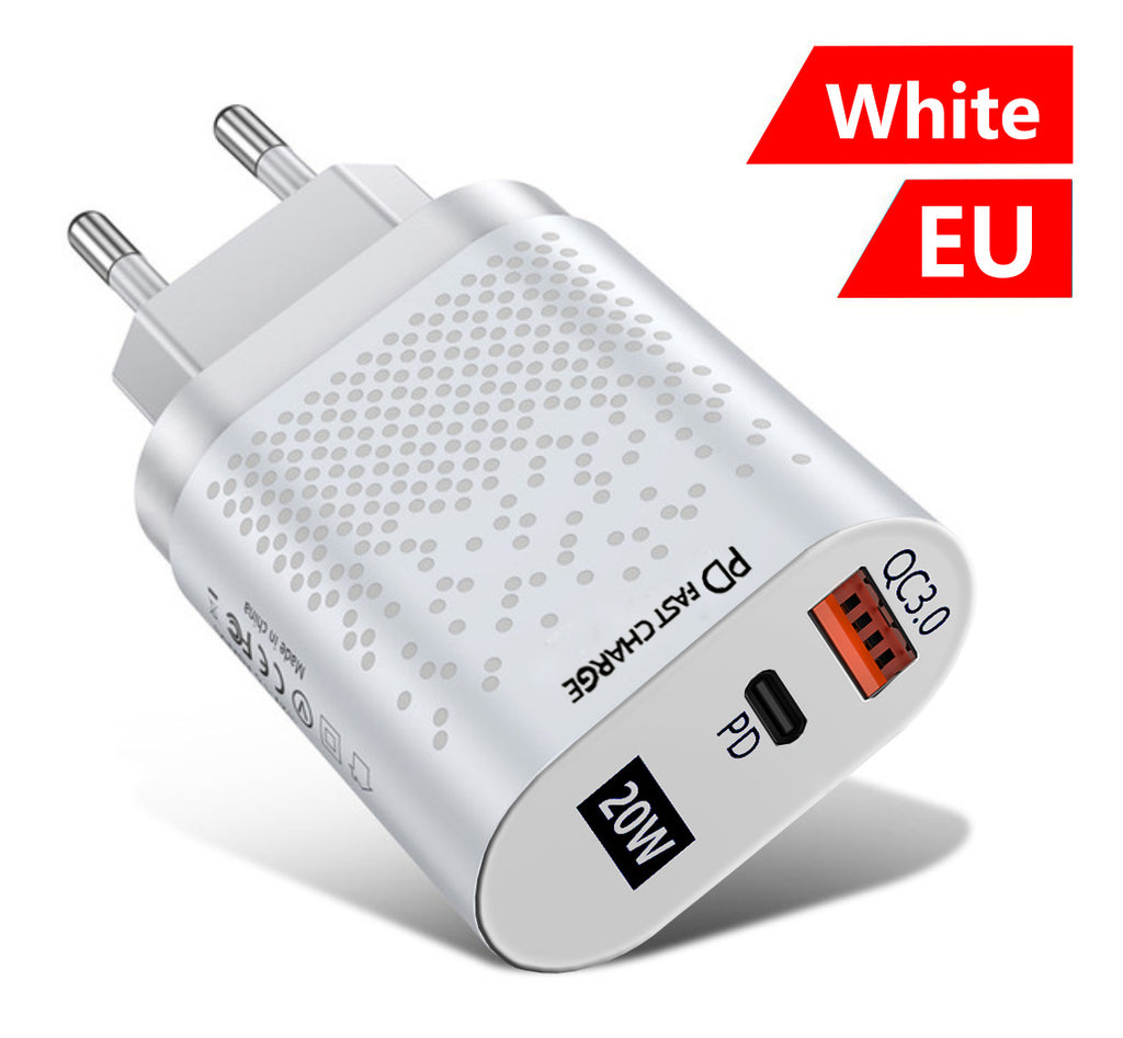 20W PD & QC 3.0 Dual-Port Fast Charger