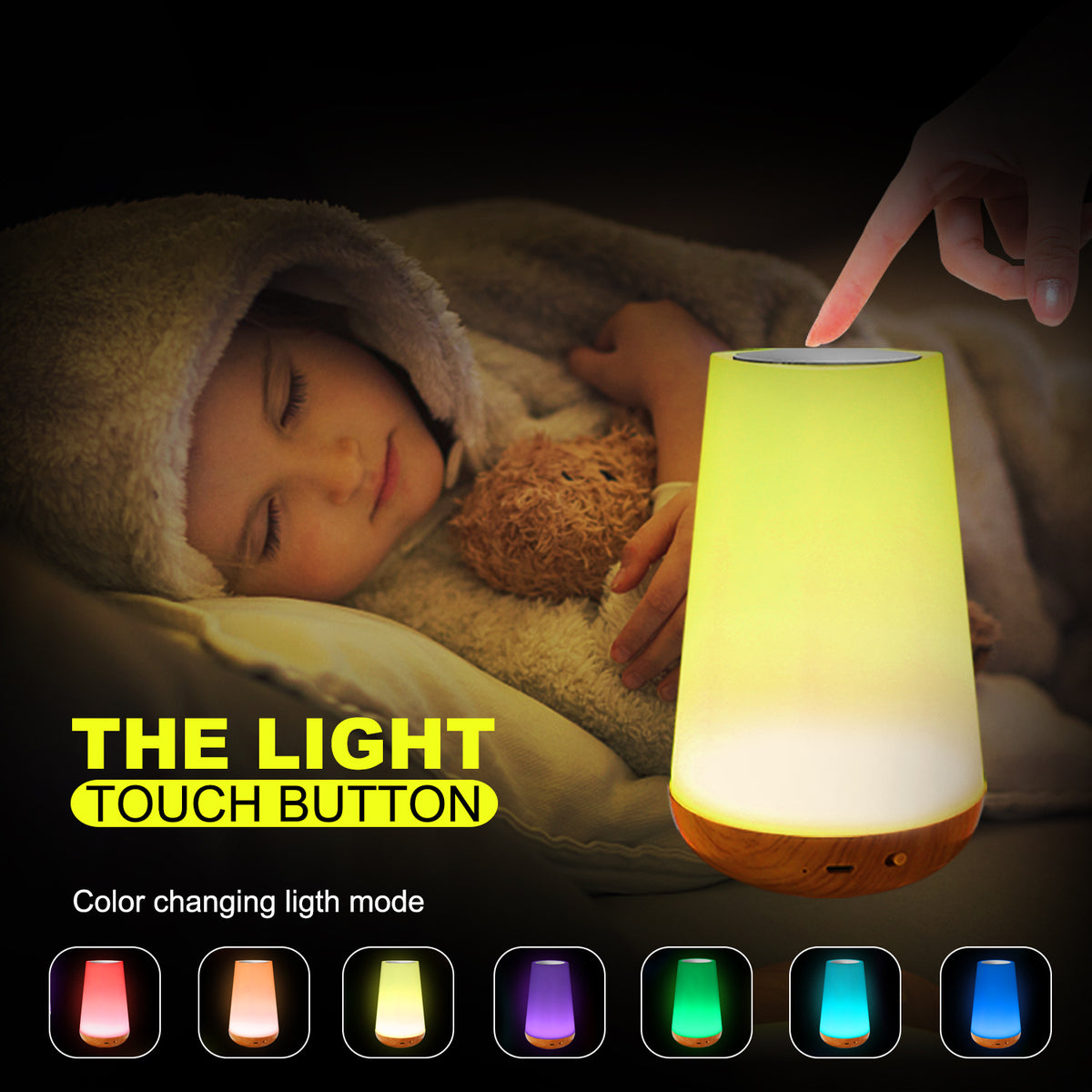 Rechargeable RGB Touch Bedside Lamp with Remote & Timer