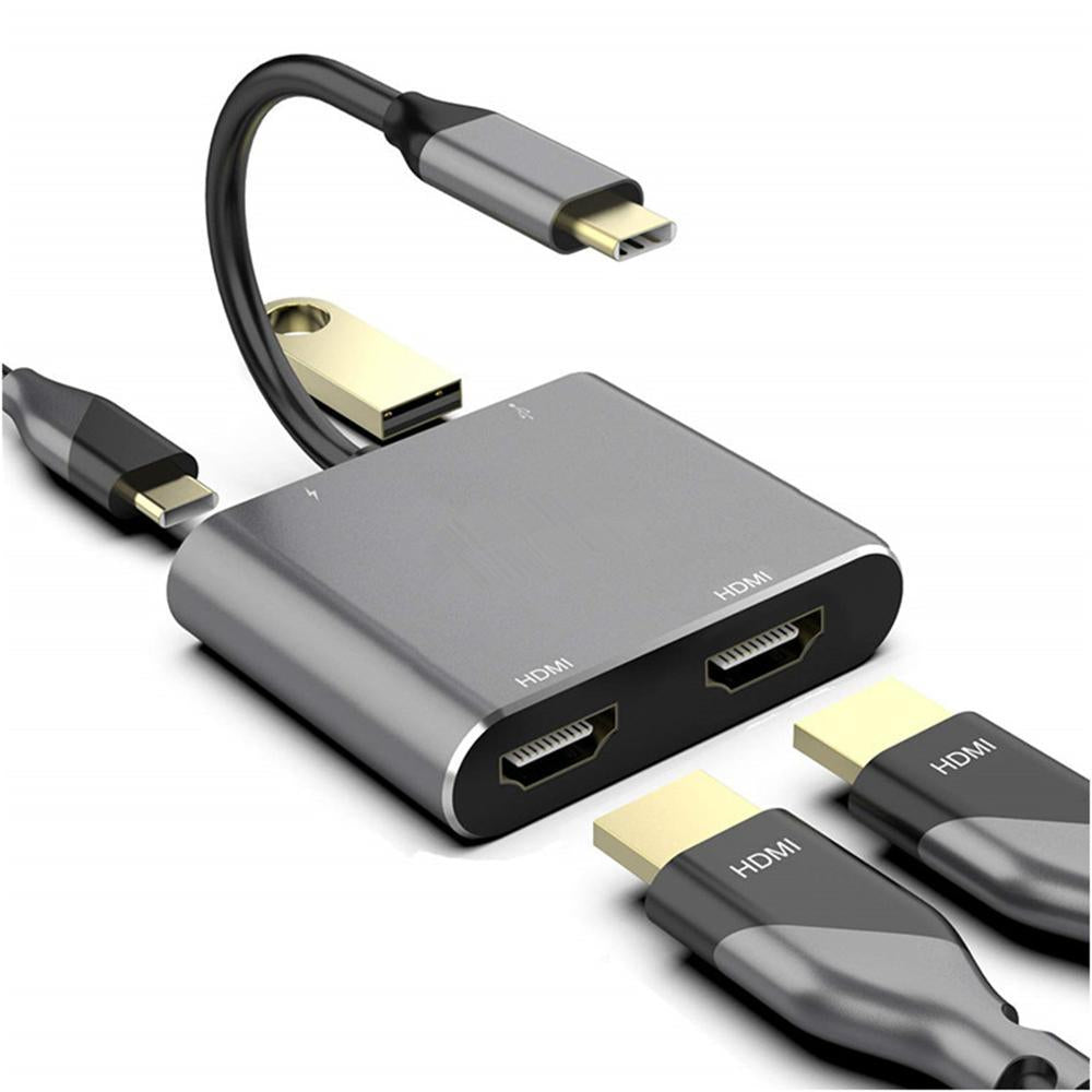 4-in-1 Dual HDMI USB-C Hub with PD Charging
