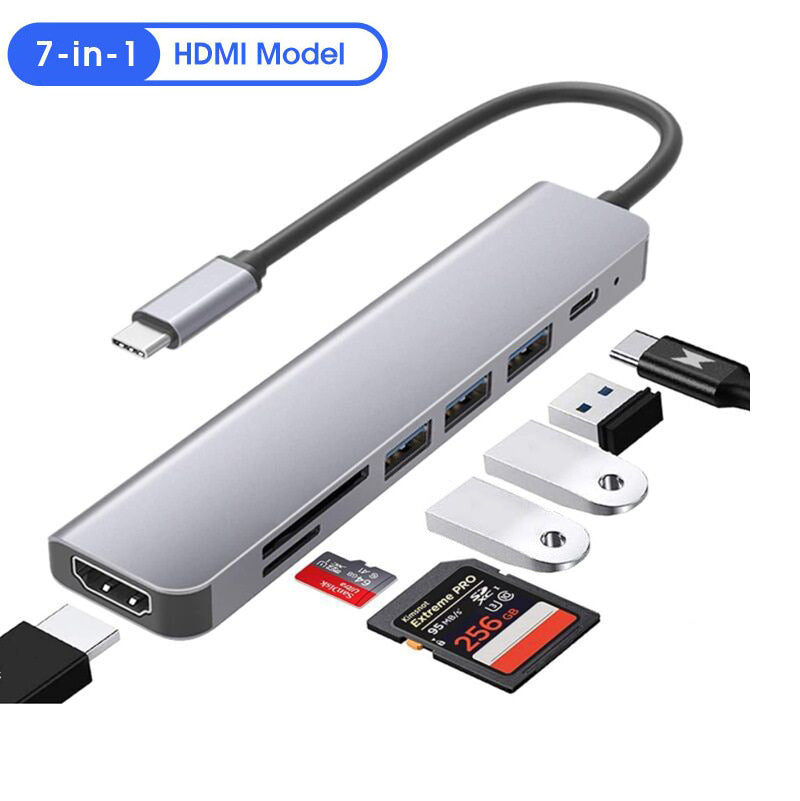 7-in-1 USB-C Hub with 4K HDMI, 100W PD & SD/TF Card Reader