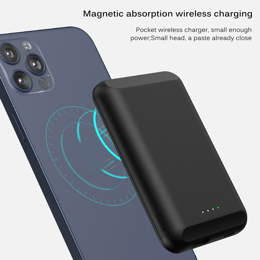 5000mAh Magnetic Wireless Power Bank – Portable Snap-On Charger