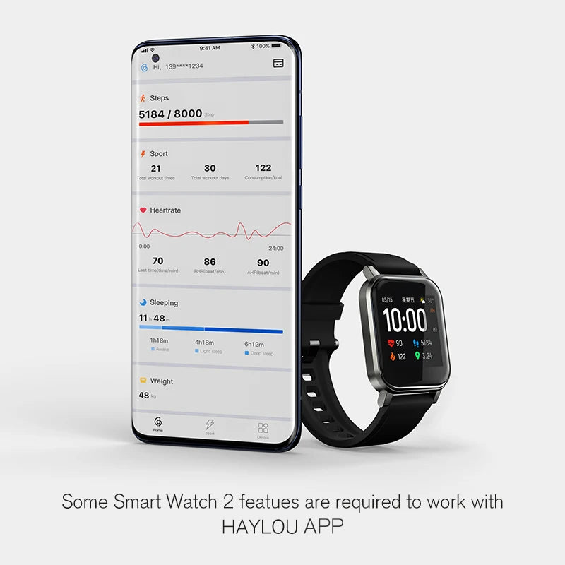 Haylou LS02 Smart Watch – 1.4" Full Touch Fitness Tracker with Heart Rate Monitor &amp; 20-Day Battery Life