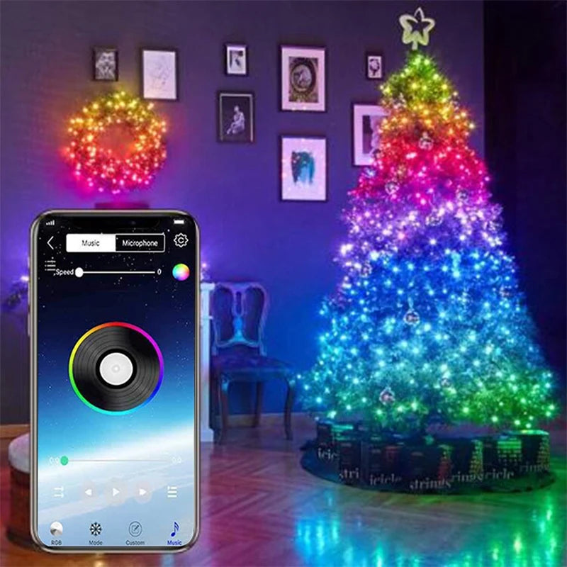 Smart RGB Music Sync LED String Lights – App Controlled