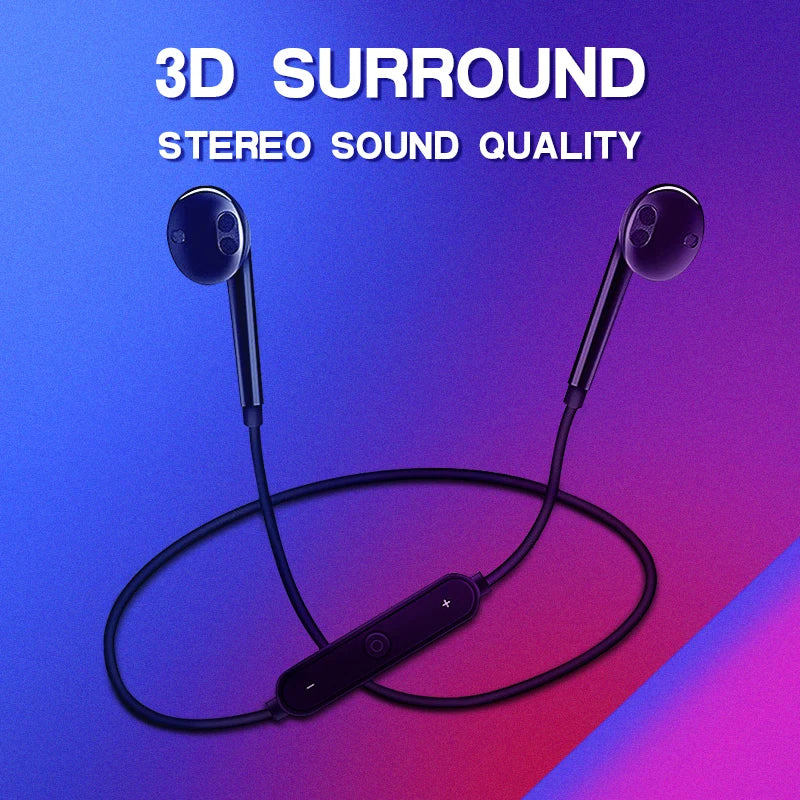 S6 Wireless Bluetooth Sports Neckband Earphones with Microphone &amp; Stereo Sound