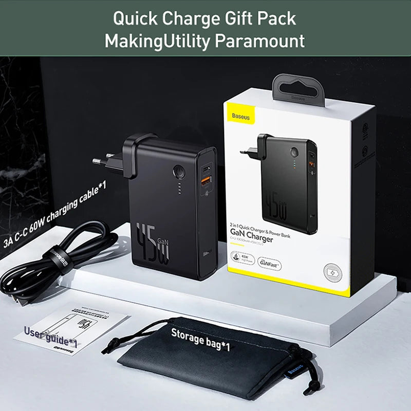 Baseus 2-in-1 45W GaN Charger & 10,000mAh Power Bank